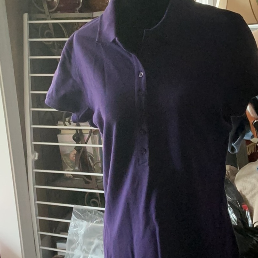 Cutter & Buck Purple Button Down Polo Shirt